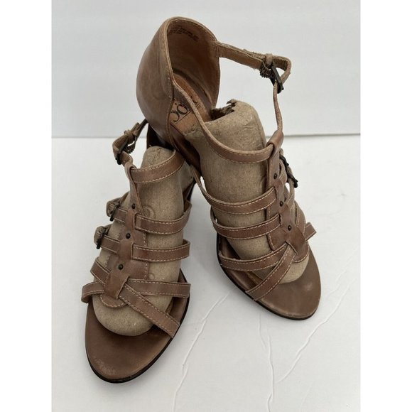 Söfft Shoes - Soft Womens Solana Sandal 7 W Wide Buckle Strappy Heels Brown Leather G…